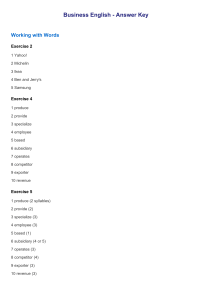 Business English Answer Key - Vocabulary & Grammar