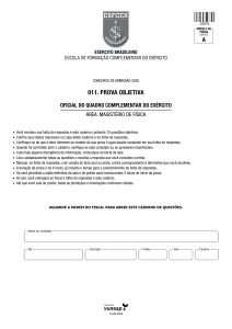 Prova de F&iacute;sica Ex&eacute;rcito Brasileiro - Admiss&atilde;o de Oficial