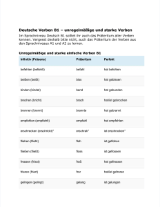 Deutsche B1 Unregelm&auml;&szlig;ige Verben: Pr&auml;teritum & Perfekt