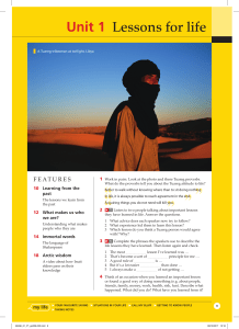 English Coursebook: Unit 1 - Lessons for Life & Past Wisdom
