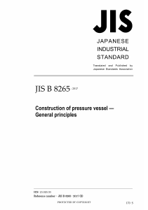 JIS B 8265: Construction of Pressure Vessels Standard