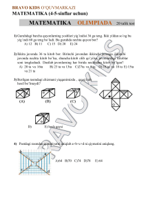 4-5-sinflar uchun matematika olimpiada testi