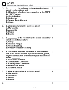 API 571 Quiz: Materials Science & Corrosion