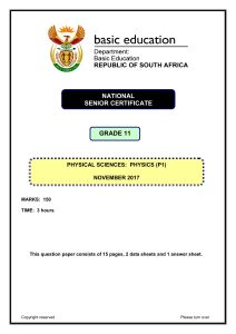 Grade 11 Physics Exam Paper (Nov 2017)