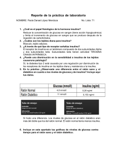 Informe de Lab. Insulina y Diabetes: Niveles de Glucosa en Ratones