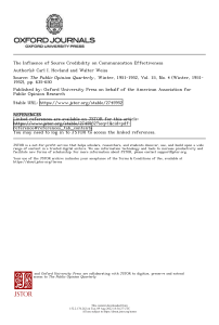 Source Credibility & Communication Effectiveness