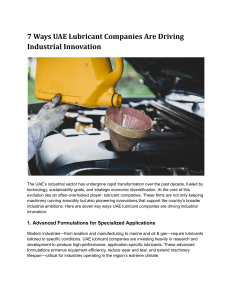 UAE Lubricant Companies & Industrial Innovation