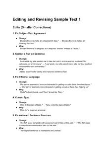 Editing & Revising: Sample Text with Corrections