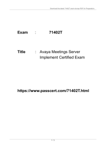 Avaya 71402T Exam Dumps: Meetings Server Implementation