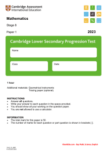 Stage 8 Math Exam Paper 2023