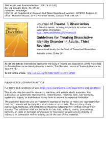 Guidelines for Treating Dissociative Identity Disorder in Adults