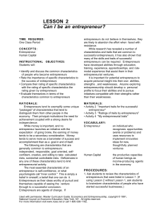 Entrepreneurship Lesson: Can I Be an Entrepreneur?