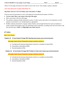CON-E 330 HW-9: Case Studies in Engineering Economics