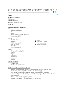 Year 8 Science Exam Guide: Biology, Chemistry, Physics