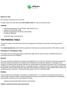 Periodic Table & Trends: Chemistry Class Notes