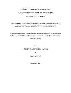 Development Control in Wa Municipality: An Assessment