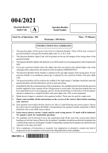 Exam Question Booklet: Mathematics, Engineering - 100 Questions