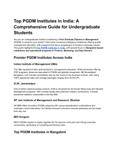 Top PGDM Institutes in India: A Comprehensive Guide