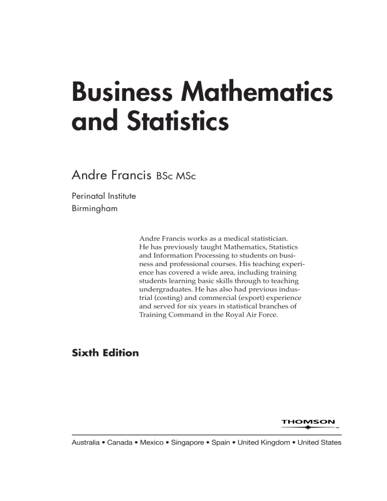 Business Mathematics and Statistics Textbook