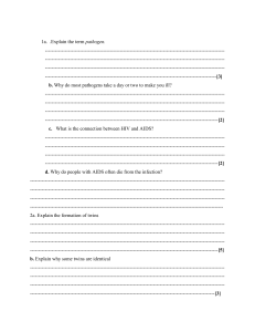 Biology & Health Exam Questions: Pathogens, HIV, Twins, Puberty