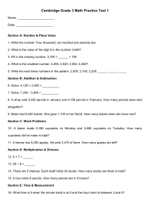 Grade 3 Math Practice Test - Cambridge Curriculum