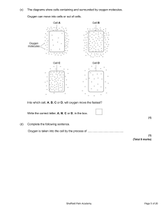 Cell Biology: Oxygen Diffusion Exam Question
