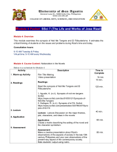 Rizal's Novels: Noli Me Tangere & El Filibusterismo Module