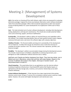 Systems Development Meeting Notes: Software Selection & Project Approach