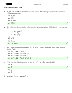 AP Calculus AB Unit 3 MCQ Scoring Guide