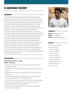 D Abhinav Reddy - Problem Solver Resume