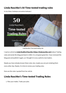 Linda Raschke's 50 Trading Rules: Time-Tested Wisdom