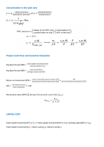 Chemical Engineering Formulas: Cash Flow & Cost Analysis