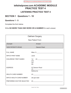IELTS Academic Practice Test 4: Listening & Reading