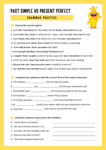 Past Simple vs Present Perfect Grammar Practice