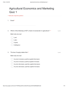 Agricultural Economics & Marketing Quiz 1
