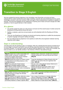 Cambridge Stage 9 English Transition Guide