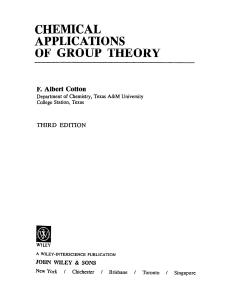 Chemical Applications of Group Theory - F. Albert Cotton Textbook