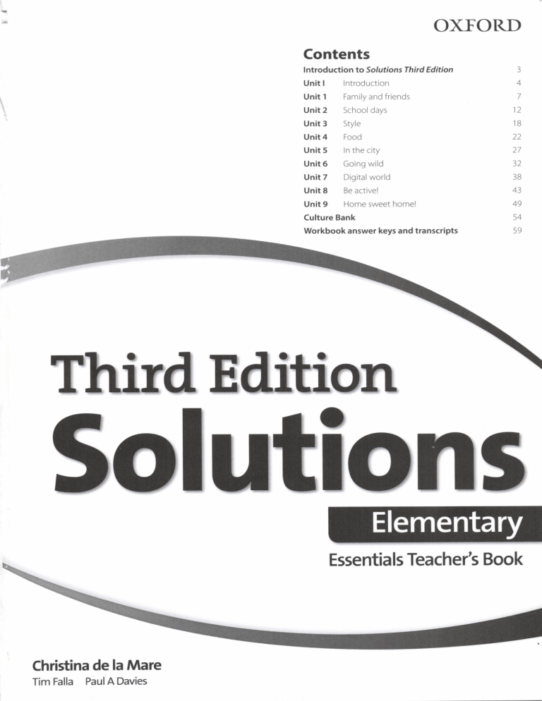 Solutions Elementary Teacher's Book: Answer Keys & More