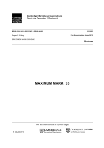 ESL Writing Mark Scheme: Cambridge Secondary 1 Checkpoint