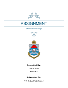 Chemical Plant Design: Heat Exchanger Assignment