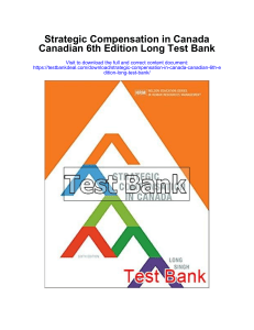 Strategic Compensation Canada 6th Ed. Test Bank