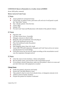 Code Blue Response: Nurse Responsibilities at RDRHC