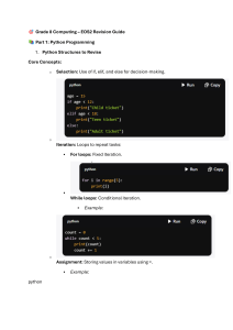 Grade 8 Computing: Python & AI Revision Guide