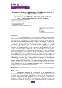 Metadiscourse Analysis of Taylor Swift's Songs