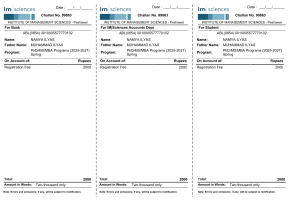 IMSciences Challan Form - Registration Fee