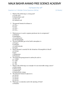 10th Grade Chemistry Exam Paper