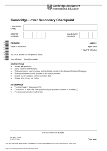 Cambridge Checkpoint English Exam Paper 1 Non-fiction