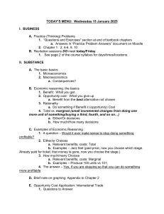 Economics Course Menu: January 15, 2025