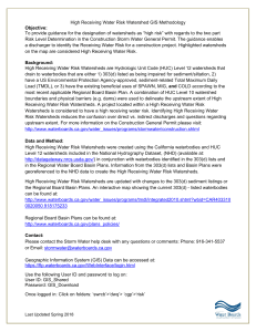High Receiving Water Risk Watershed GIS Methodology