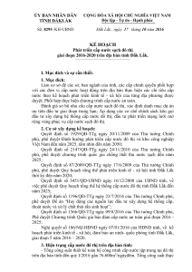 Pl&aacute;n čistiaceho vodn&eacute;ho z&aacute;sobovania Đắk Lắk 2016-2020